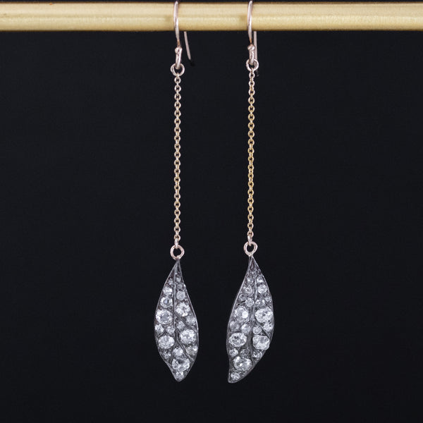 1.15ctw Leaf Component Diamond Dangle Earrings