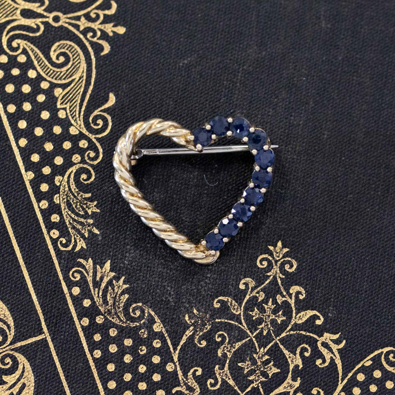 1.25ctw Vintage Tiffany & Co. Sapphire Heart Brooch