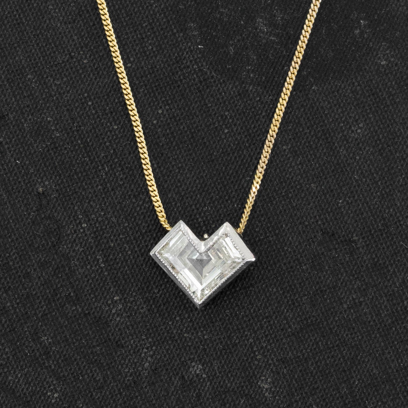 1.27ct Step Cut Diamond Heart Pendant, GIA L