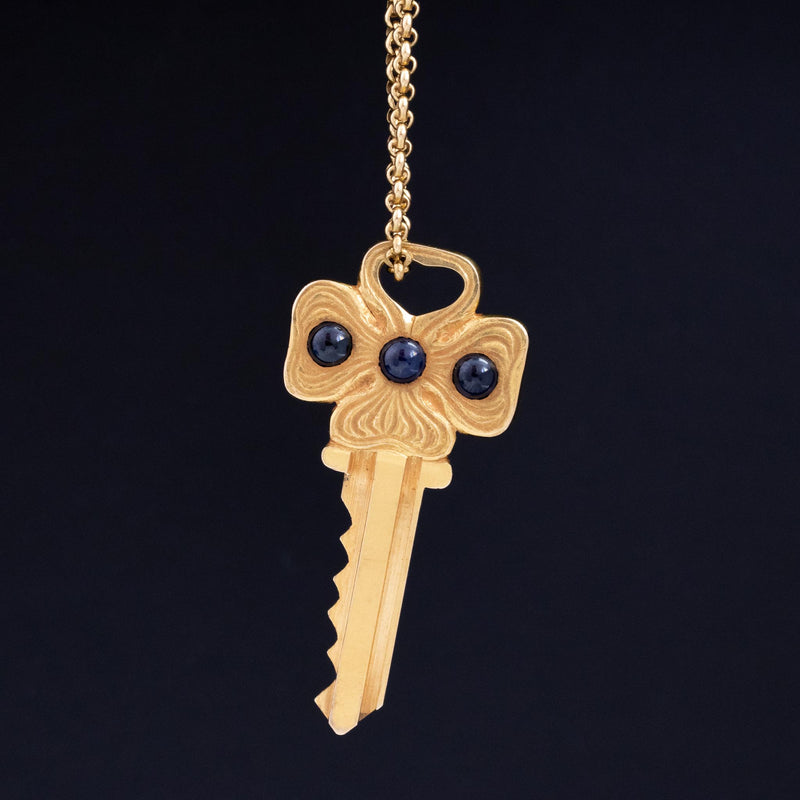 1.70ctw Vintage Sapphire Key Pendant