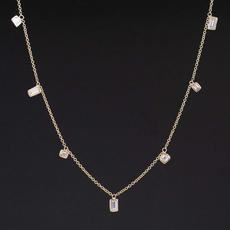 1.33ctw Baguette Cut Diamond "Scatter" Necklace