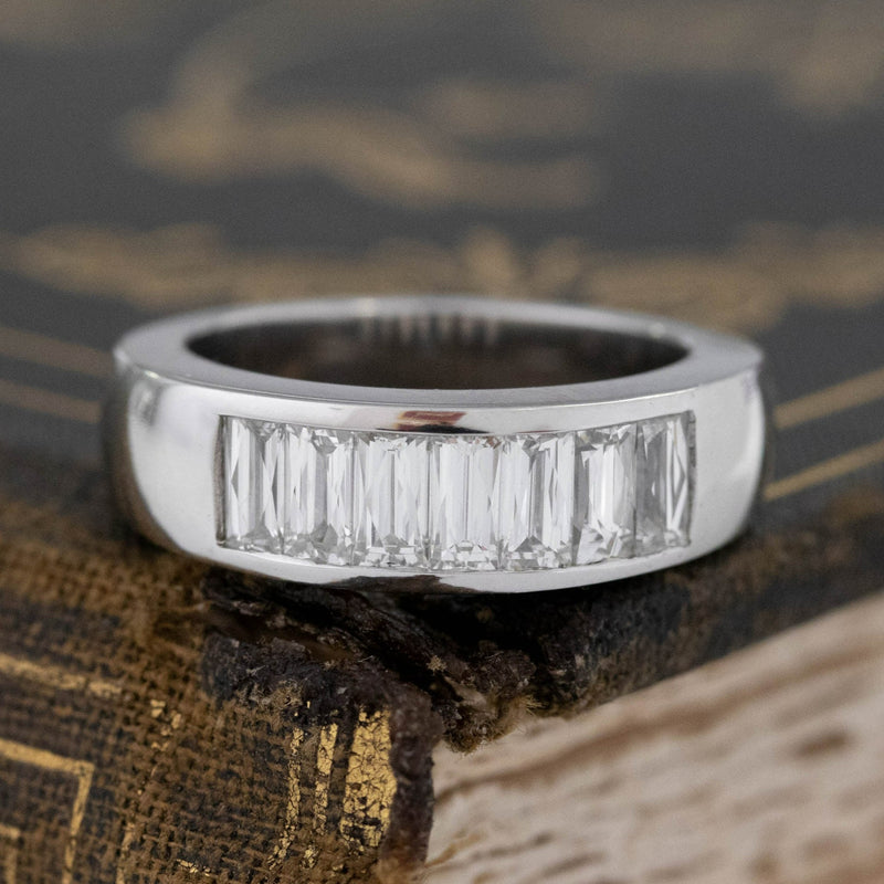 1.38ctw French Baguette Cut Diamond 7-Stone Band