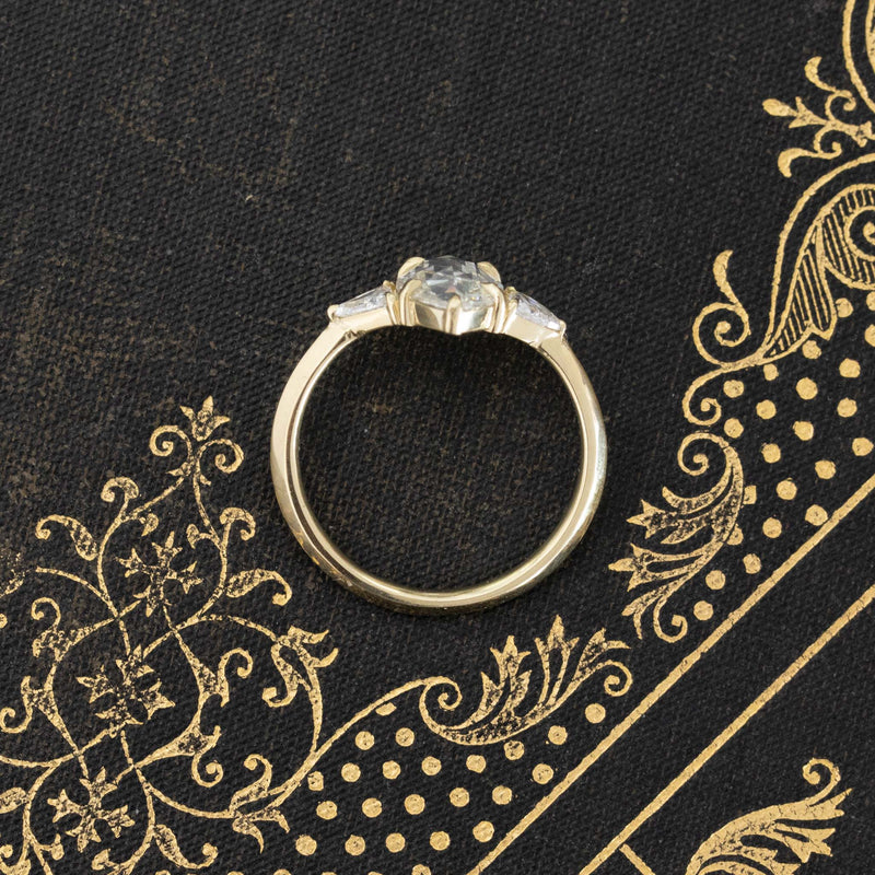 1.45ctw Marquise Rose Cut Diamond Trilogy Ring, GIA J I1