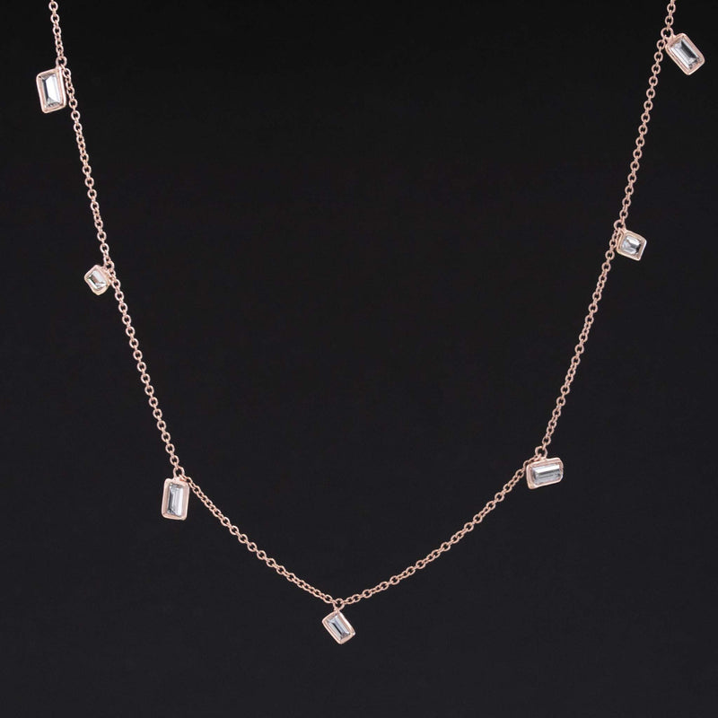 1.48ctw Baguette Cut Diamond Scatter Necklace