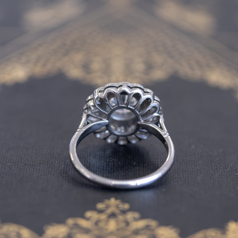 1.53ctw (est) Art Deco Diamond Enamel Target Ring