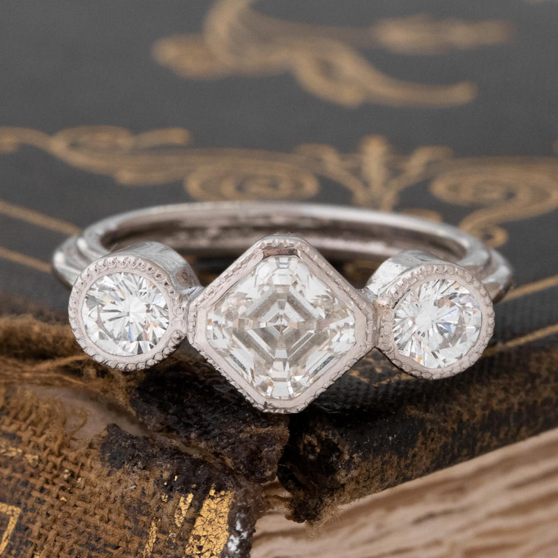 1.61ctw Emerald Diamond Trilogy Ring, GIA I VVS2