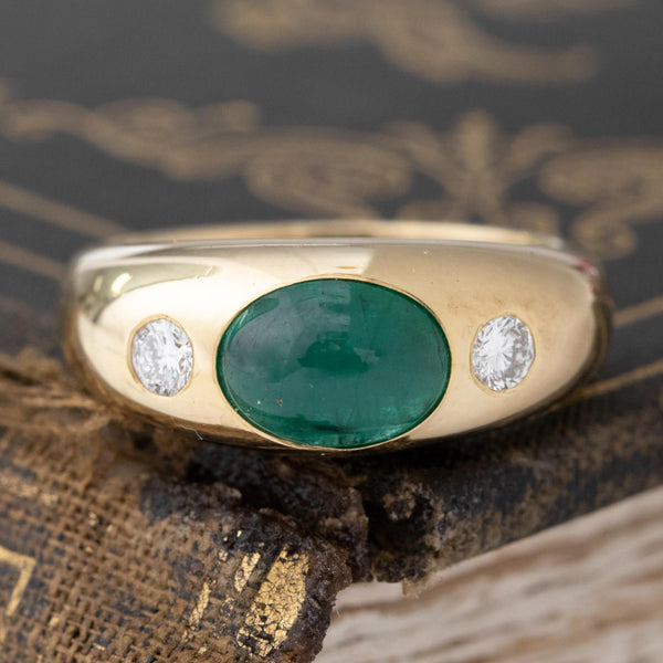 1.66ctw Diamond & Emerald 3-Stone Ring