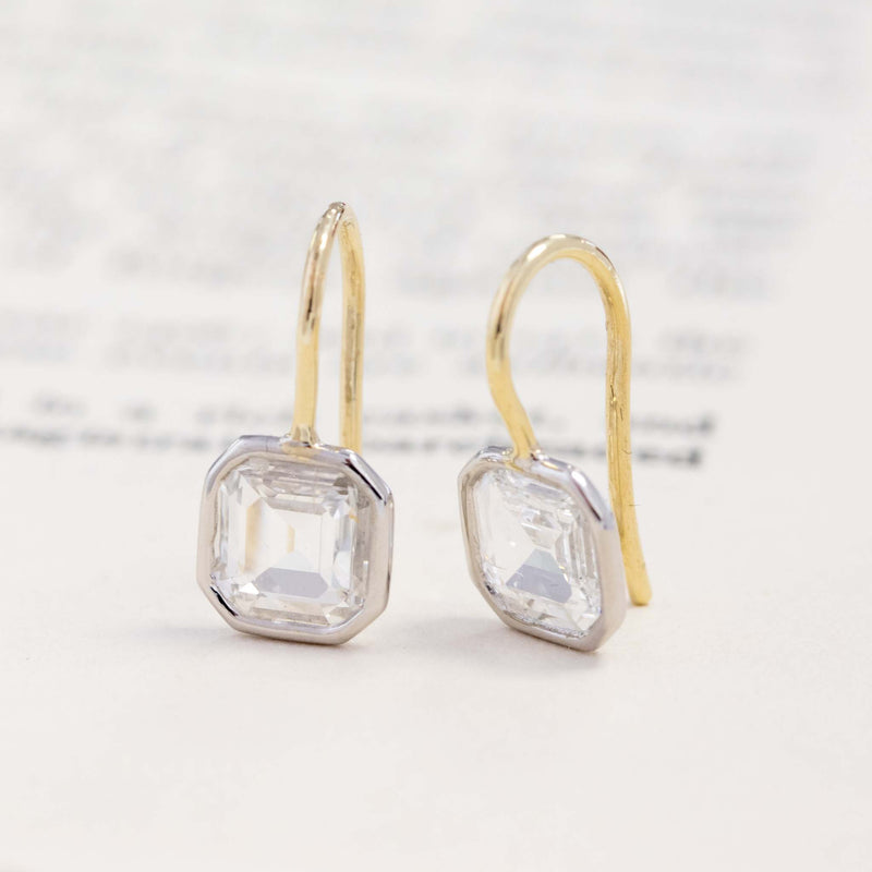 1.84ctw Portrait Asscher Cut Diamond French Wire Earrings, GIA I