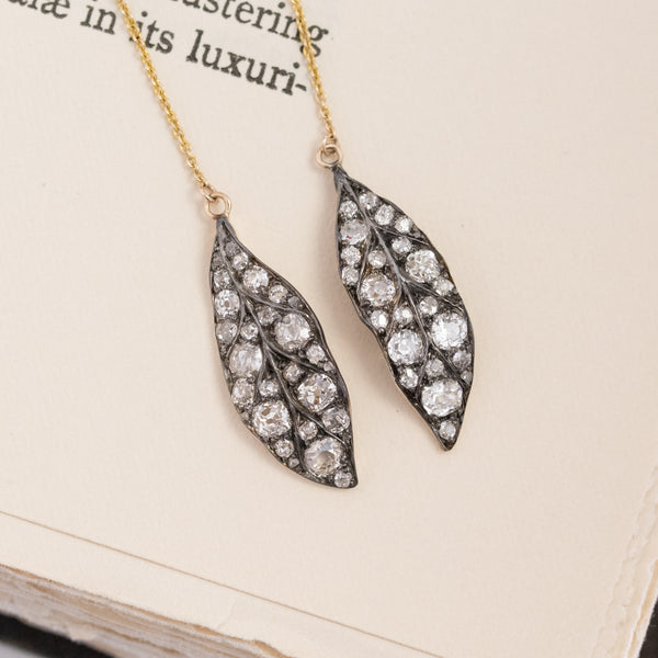 1.97ctw Leaf Component Diamond Dangle Earrings