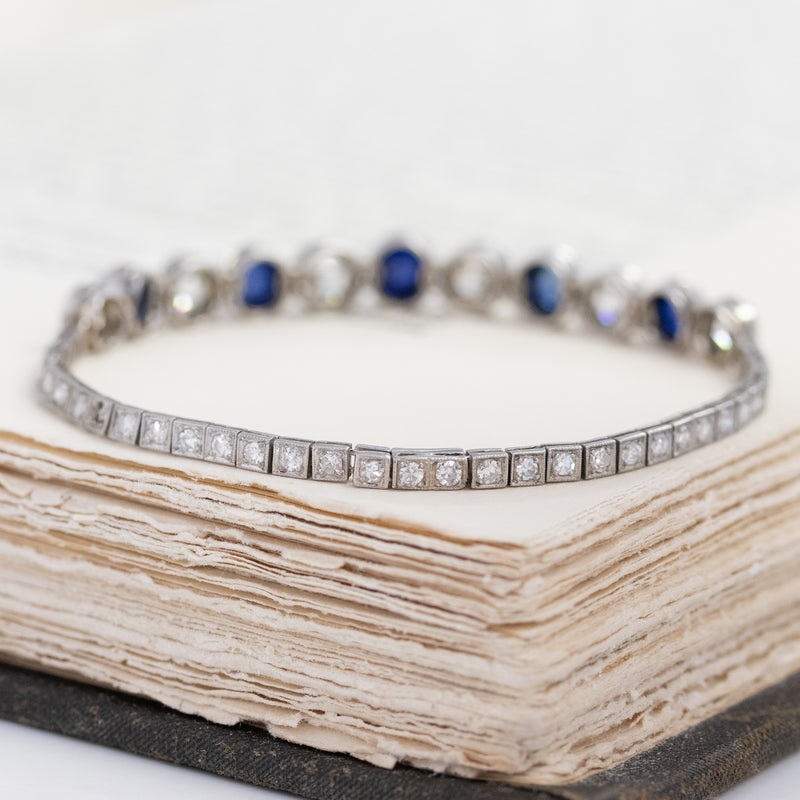 10.11ctw Vintage Diamond and Sapphire Flexible Bracelet