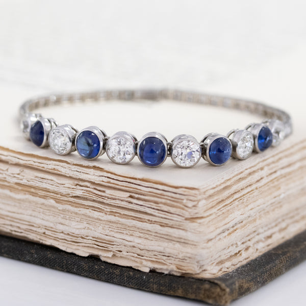 10.11ctw Vintage Diamond and Sapphire Flexible Bracelet