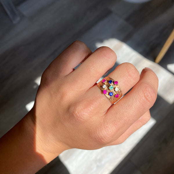 .80ctw Diamond, Sapphire & Ruby Harem Ring