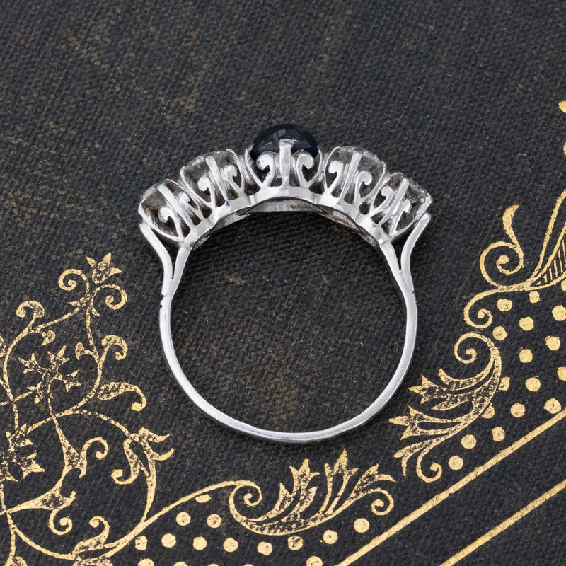 2.04ctw Vintage Diamond & Sapphire 5-Stone Ring