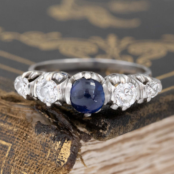 2.04ctw Vintage Diamond & Sapphire 5-Stone Ring