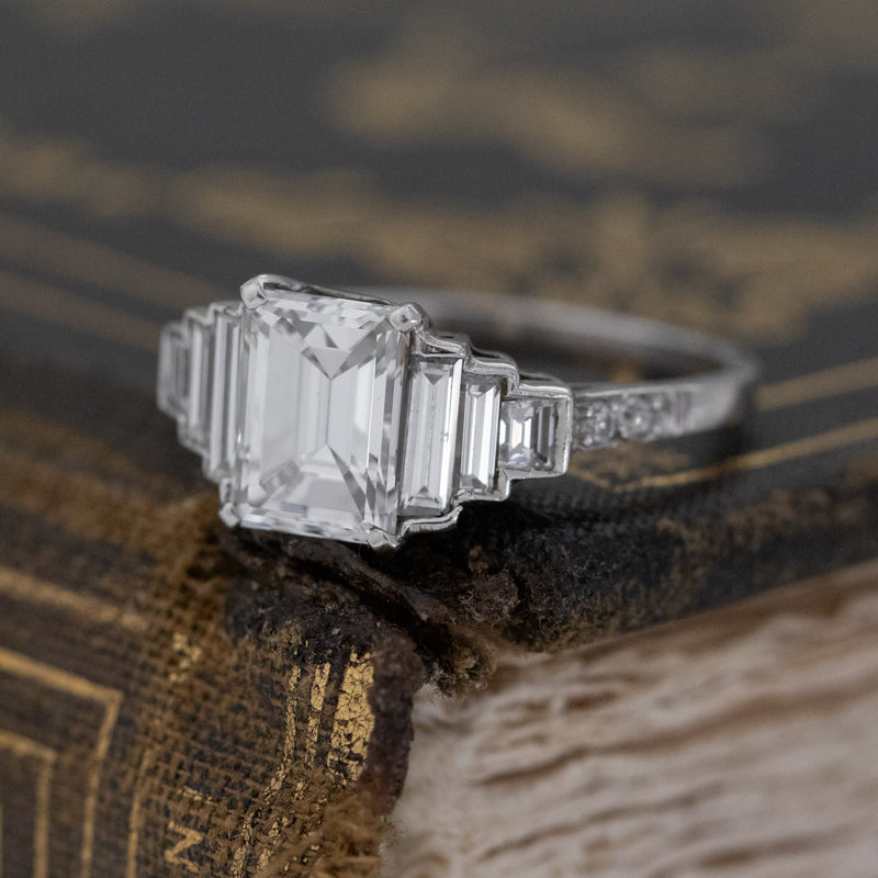 2.18ctw Art Deco-Inspired Emerald Cut Ring, GIA F VS1
