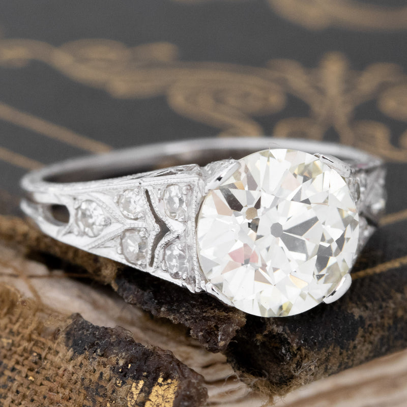 2.49ctw Art Deco Old European Cut Diamond Ring, GIA N VS1