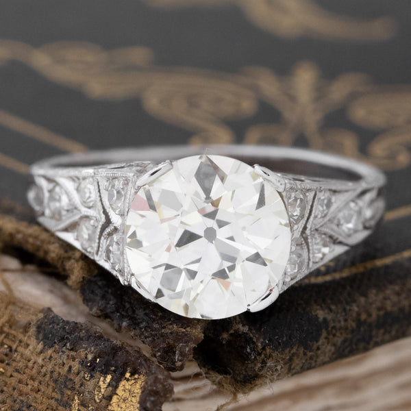 2.49ctw Art Deco Old European Cut Diamond Ring, GIA N VS1