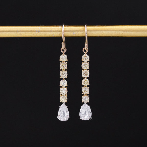 2.44ctw Pear Cut Fancy Diamond Drop Earrings