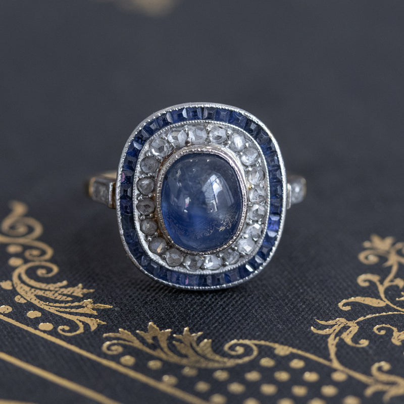 2.77ct Antique Sapphire Halo Ring, with AGL cert