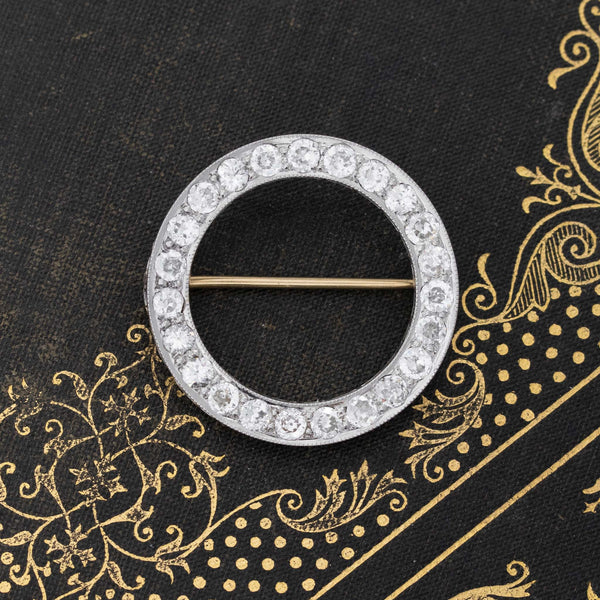 2.90ctw Art Deco Old European Cut Diamond Circle Pin