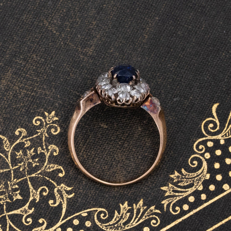 2.95ctw Antique Burmese No-Heat Sapphire Navette Ring