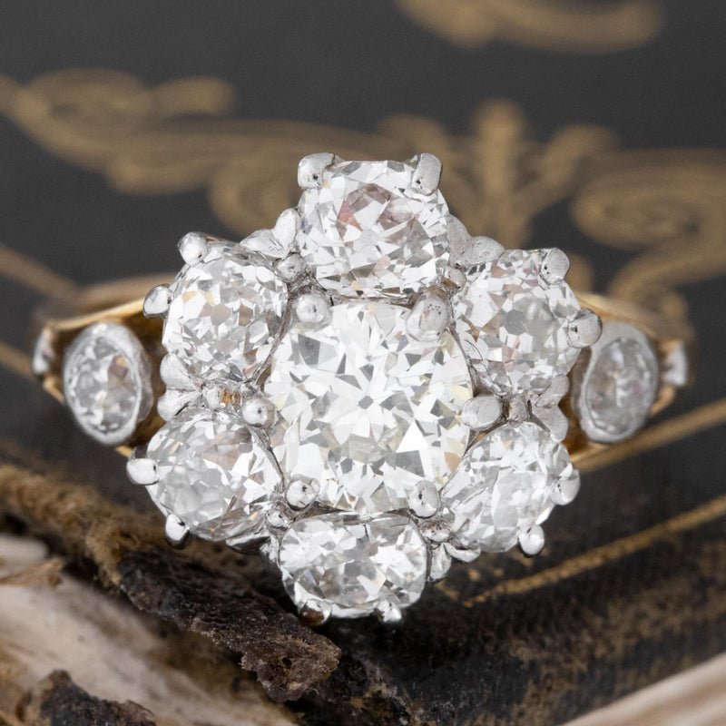 3.12ctw Victorian Diamond Cluster Ring