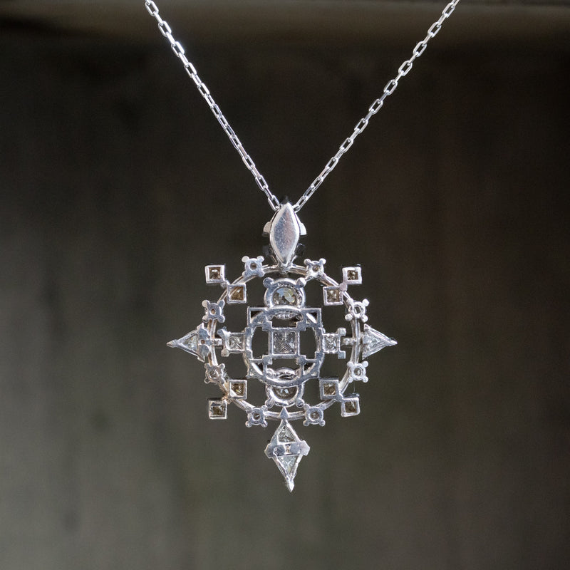 3.84ctw Diamond Snowflake Motif Pendant