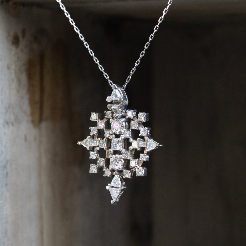3.84ctw Diamond Snowflake Motif Pendant