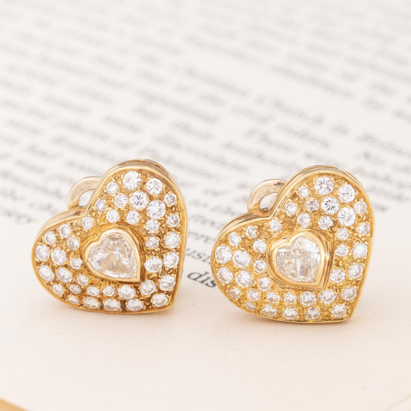 3.37ctw Diamond Cluster Heart Earrings