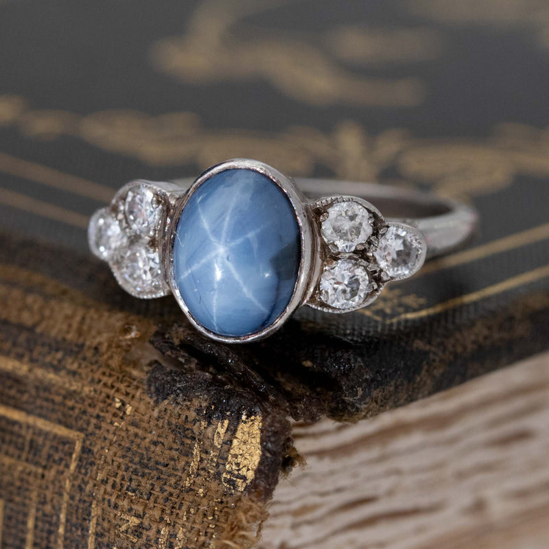 4.40ctw Vintage Star Sapphire & Diamond Ring