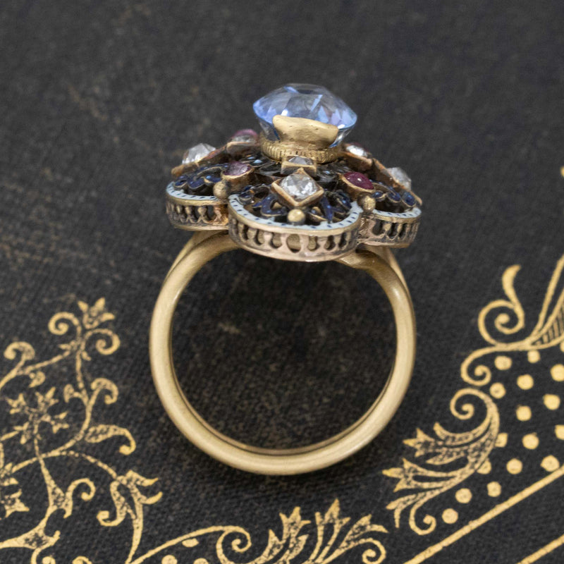 4.86ctw Victorian Revival Sapphire Dinner Ring