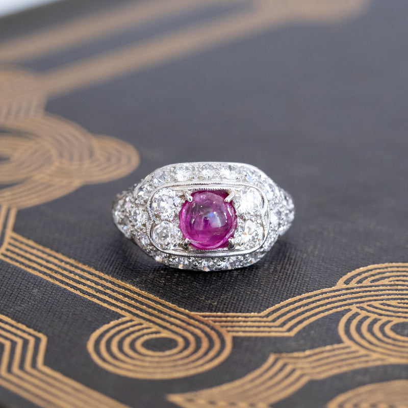4.95ctw Art Deco Ruby and Diamond Dome Ring