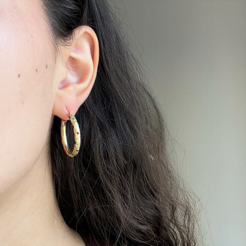 "Confetti" Gold Hoop Earrings