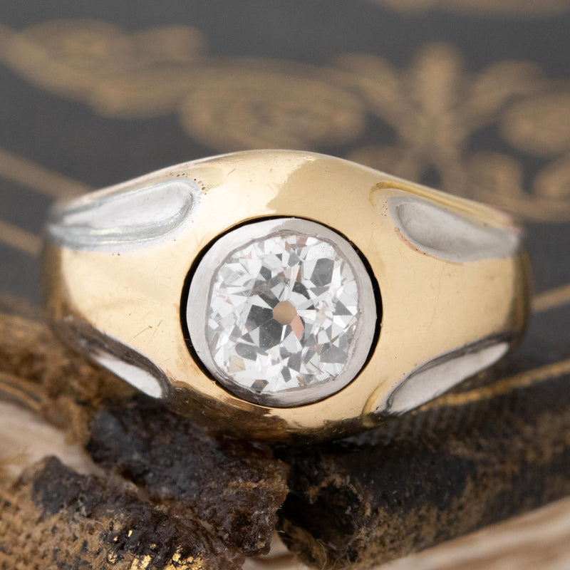 .67ct Antique Old Mine Cut Diamond Flush-Set Ring, French