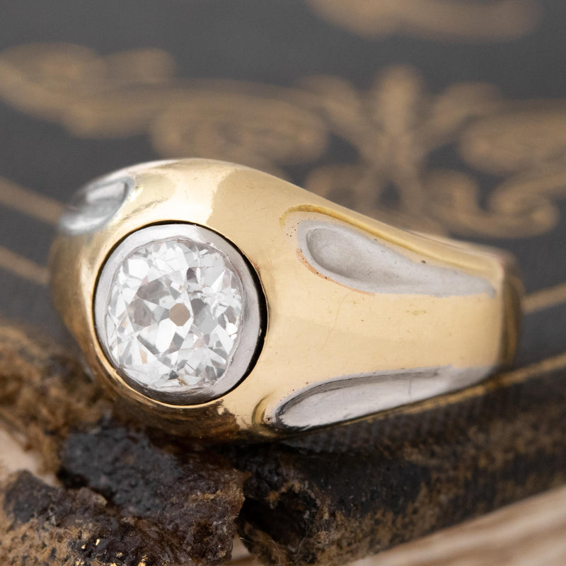 .67ct Antique Old Mine Cut Diamond Flush-Set Ring, French