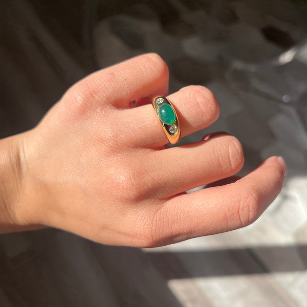 1.66ctw Diamond & Emerald 3-Stone Ring