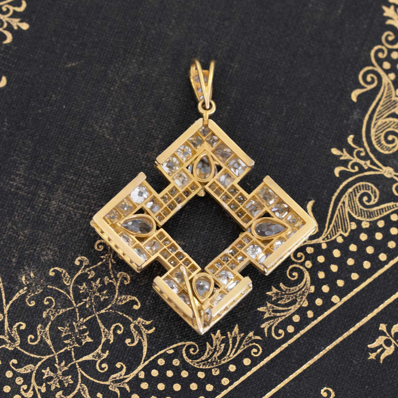 7.06ctw Antique Diamond Cross Motif Pendant