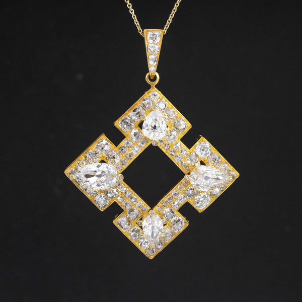 7.06ctw Antique Diamond Cross Motif Pendant