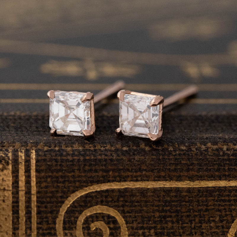 .78ctw Asscher Cut Diamond Martini Stud Earrings