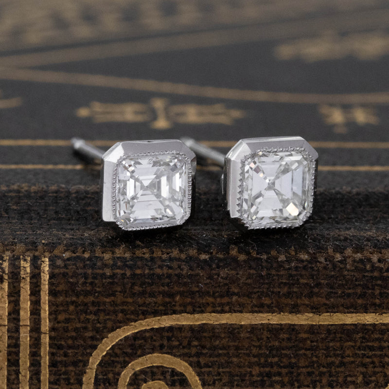 .80ctw Asscher Cut Diamond Stud Earrings
