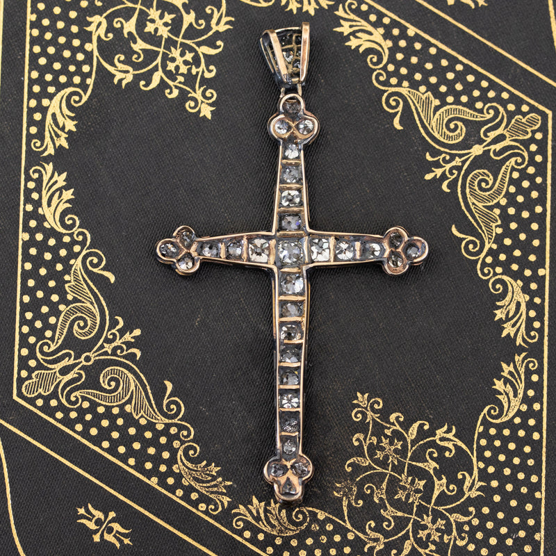 8.05ctw Antique Victorian Diamond Cross Pendant