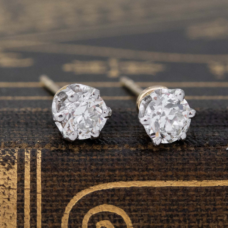 .90ctw Old European Cut Diamond Stud Earrings