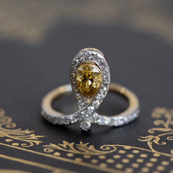 .92ctw Edwardian Fancy Yellow Diamond Tiara Ring
