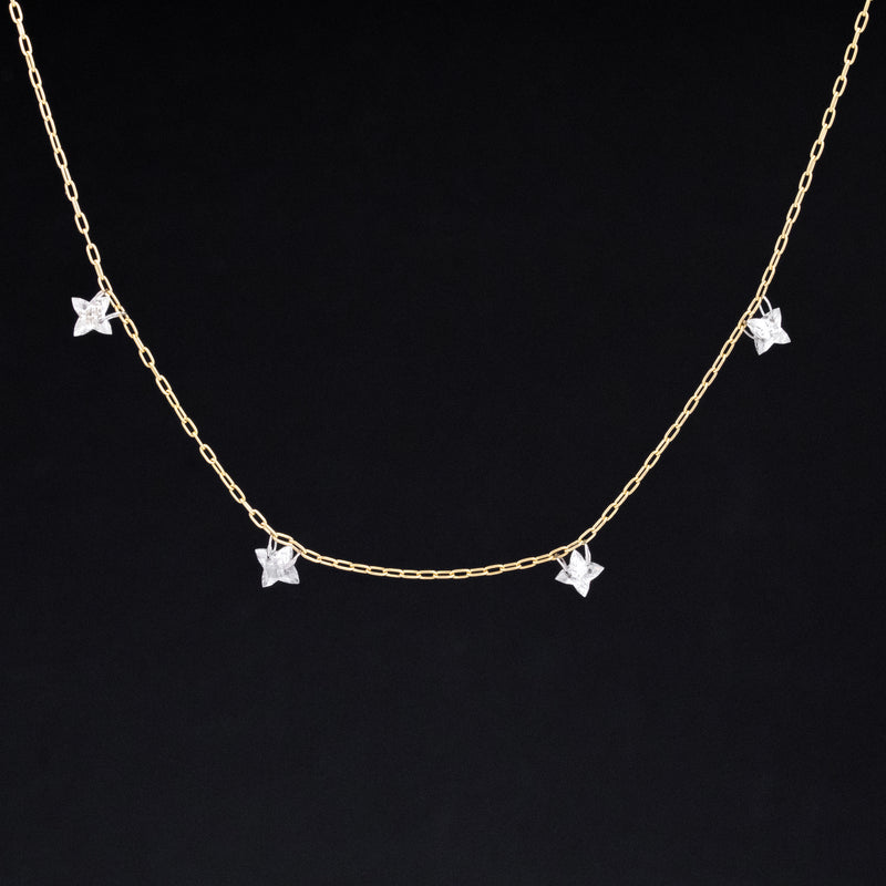 .93ctw Star Shape Pierced Diamond Station Necklace