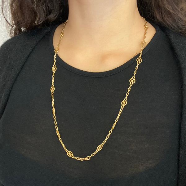 Vintage Knot Chain, 18kt Yellow Gold 25"