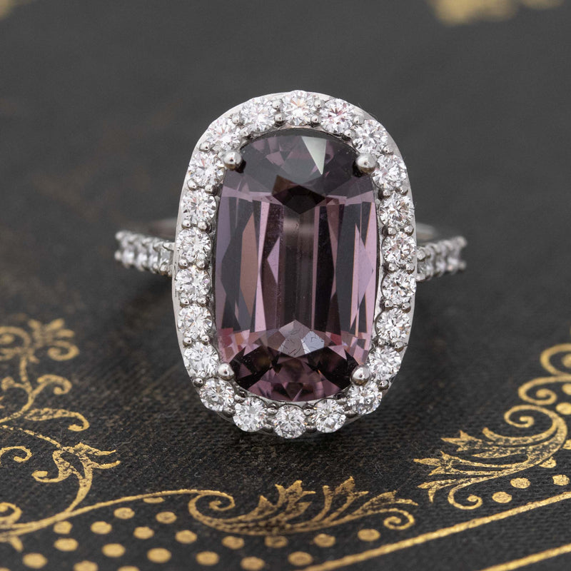 7.59ctw Purple Spinel Diamond Halo Ring