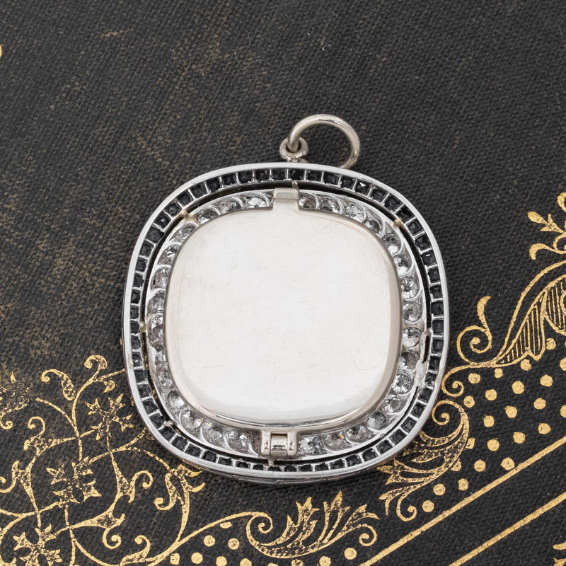 4.05ctw Antique Diamond & Sapphire Locket Pendant