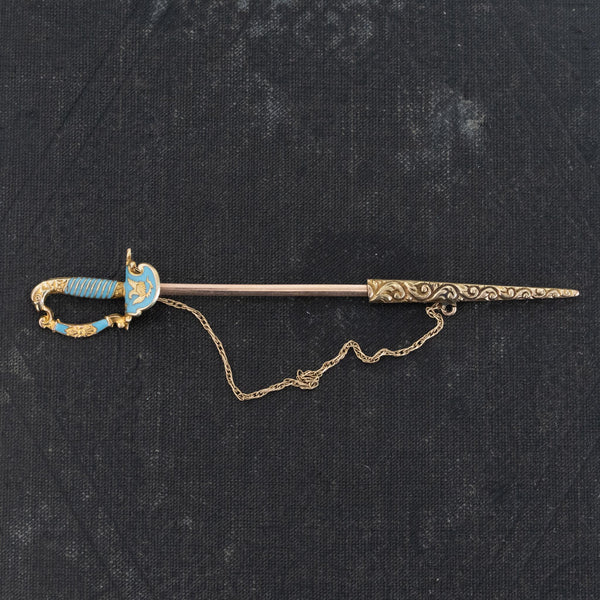 Antique Enamel Sword Pin
