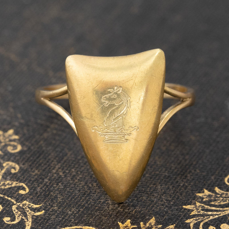 Antique Engraved Shield Conversion Ring