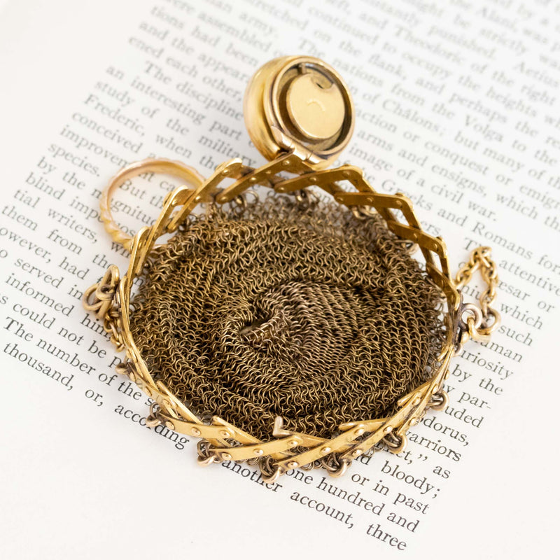 Victorian Diamond and Gold Mesh Coin Purse, French